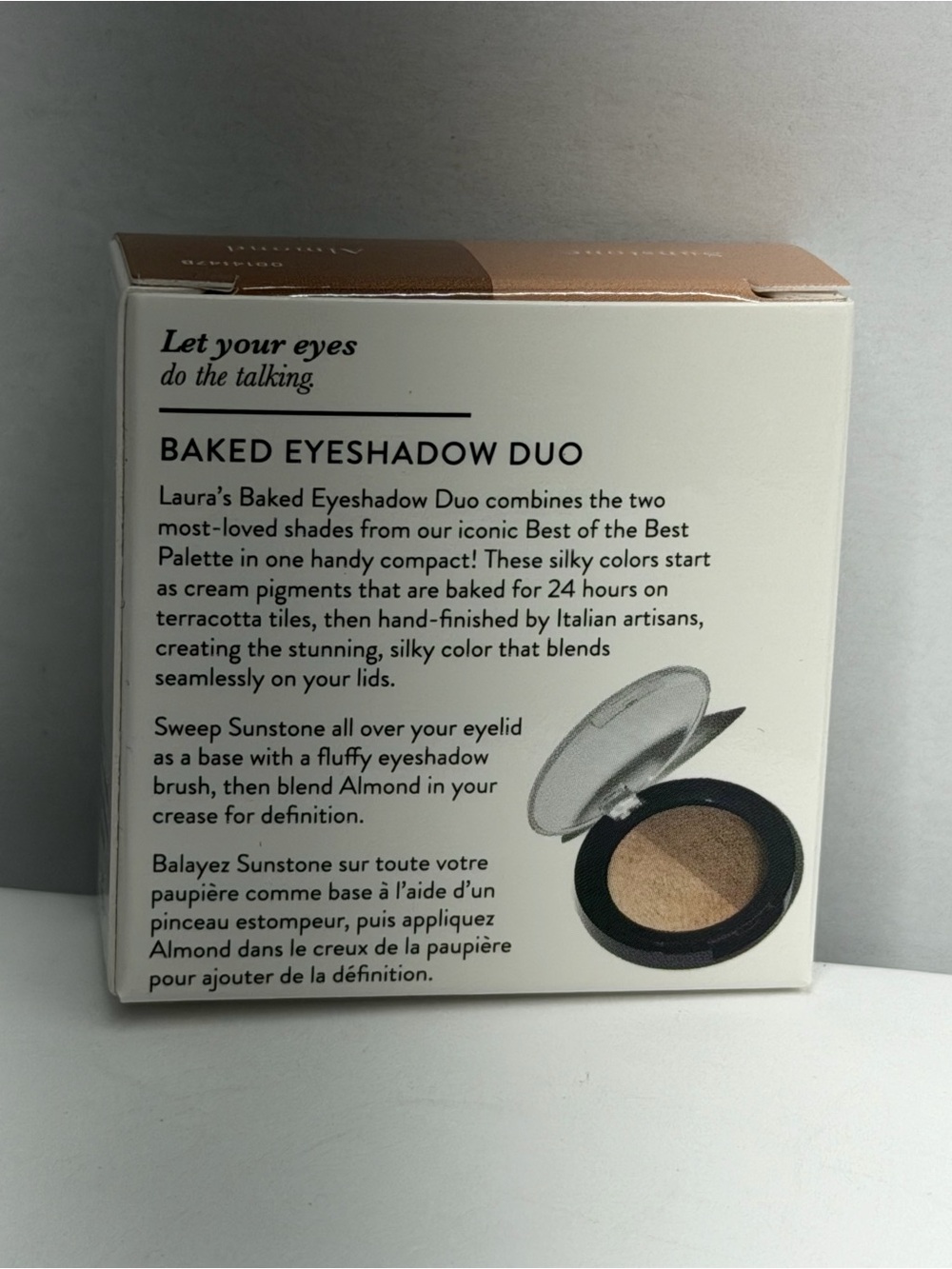 Laura Geller Baked Eyeshadow Duo Sunstone Almond 0.03 oz Full Size NIB - Picture 4 of 8